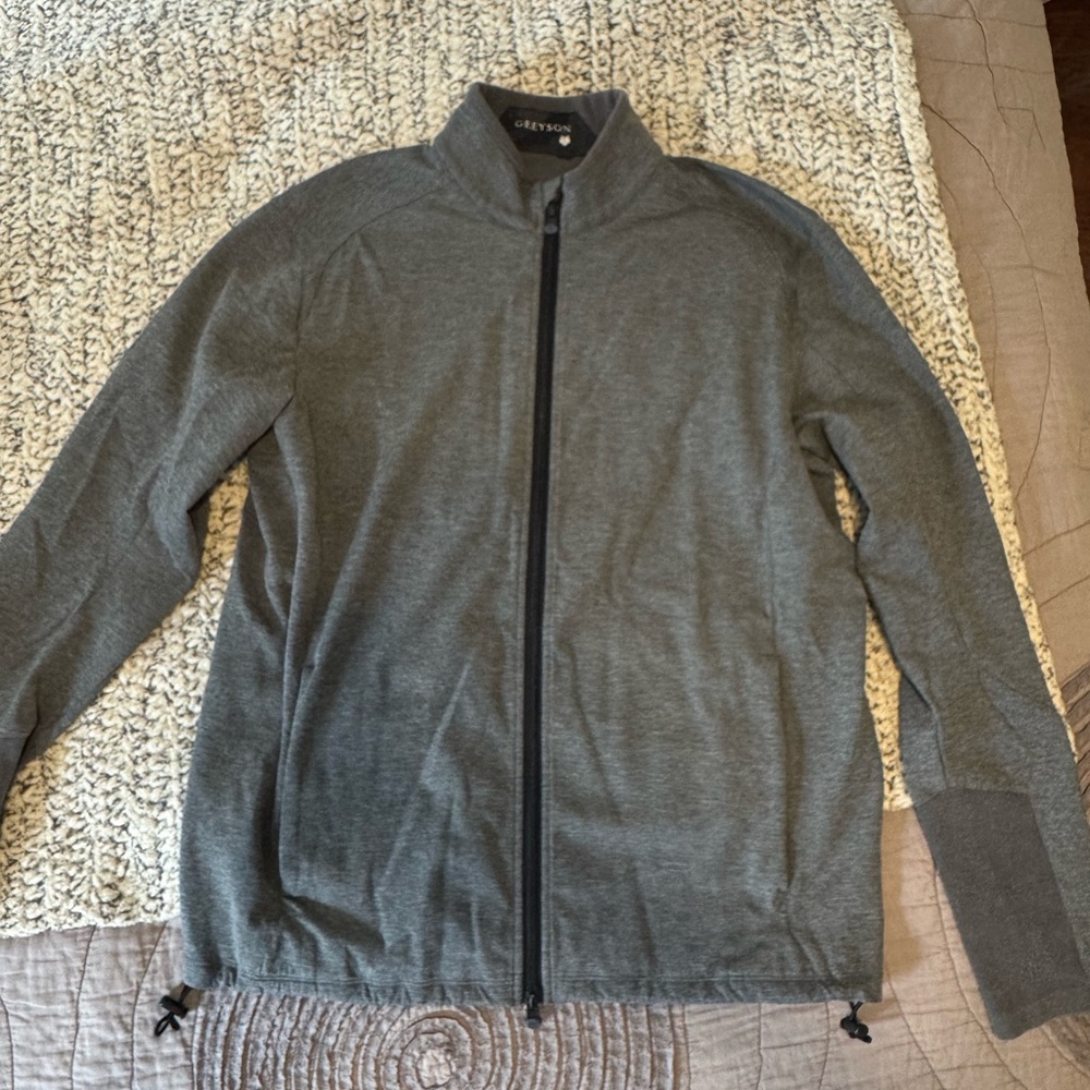 Greyson Gray Zip Up Sweater with Mock Neck